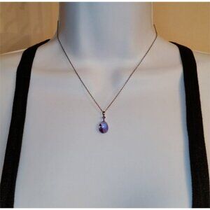 Sterling silver 925 Amethyst Necklace Minimalist February Birth Stone